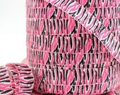 5yd-Glitter Satin Elastic- Hot Pink/Black Zebra- 5/8"