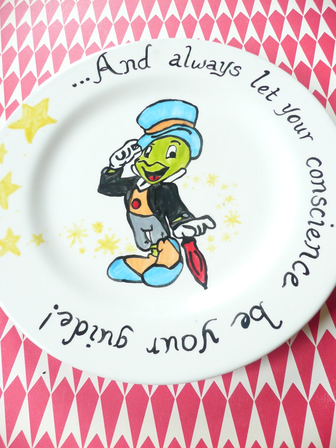 Hand-Patined Jiminy Cricket Plate