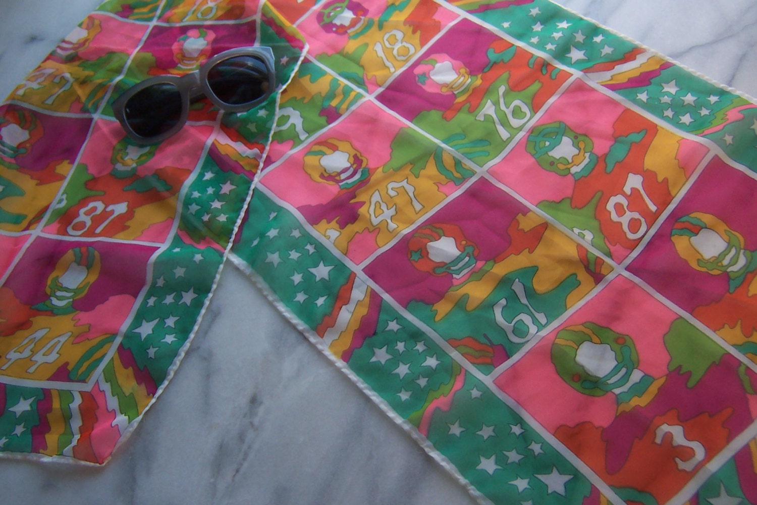 Peter Max Print Chiffon Scarf circa 70s
