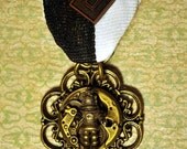 Steampunk Attack of the Giant Killer Robots Mechanics Medal Badge Brooch