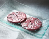 Handmade Buttons / Dusty Rose Pale Rose Tea Rose / Filigree / Handcrafted Button