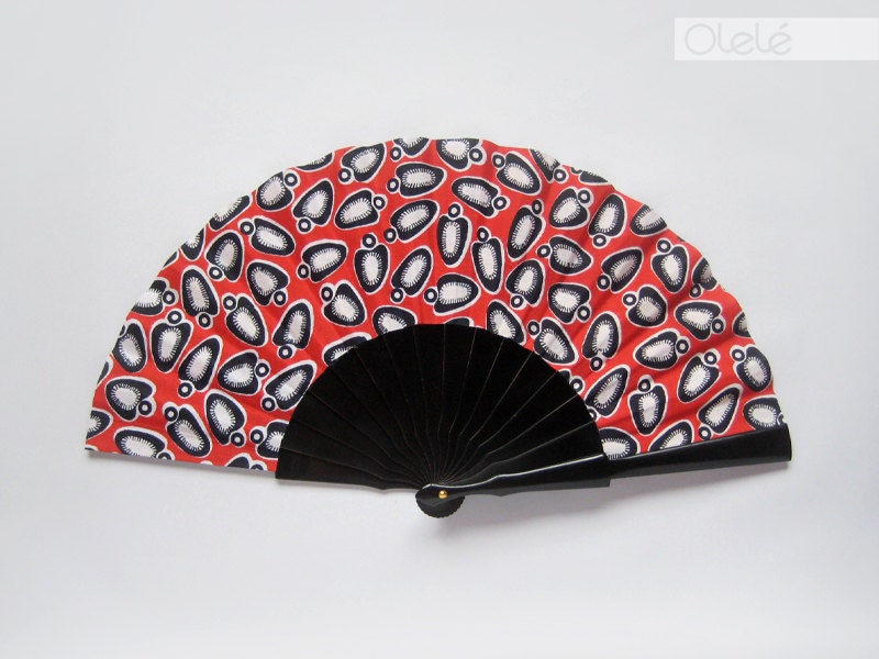 Wax print fan - Black and red