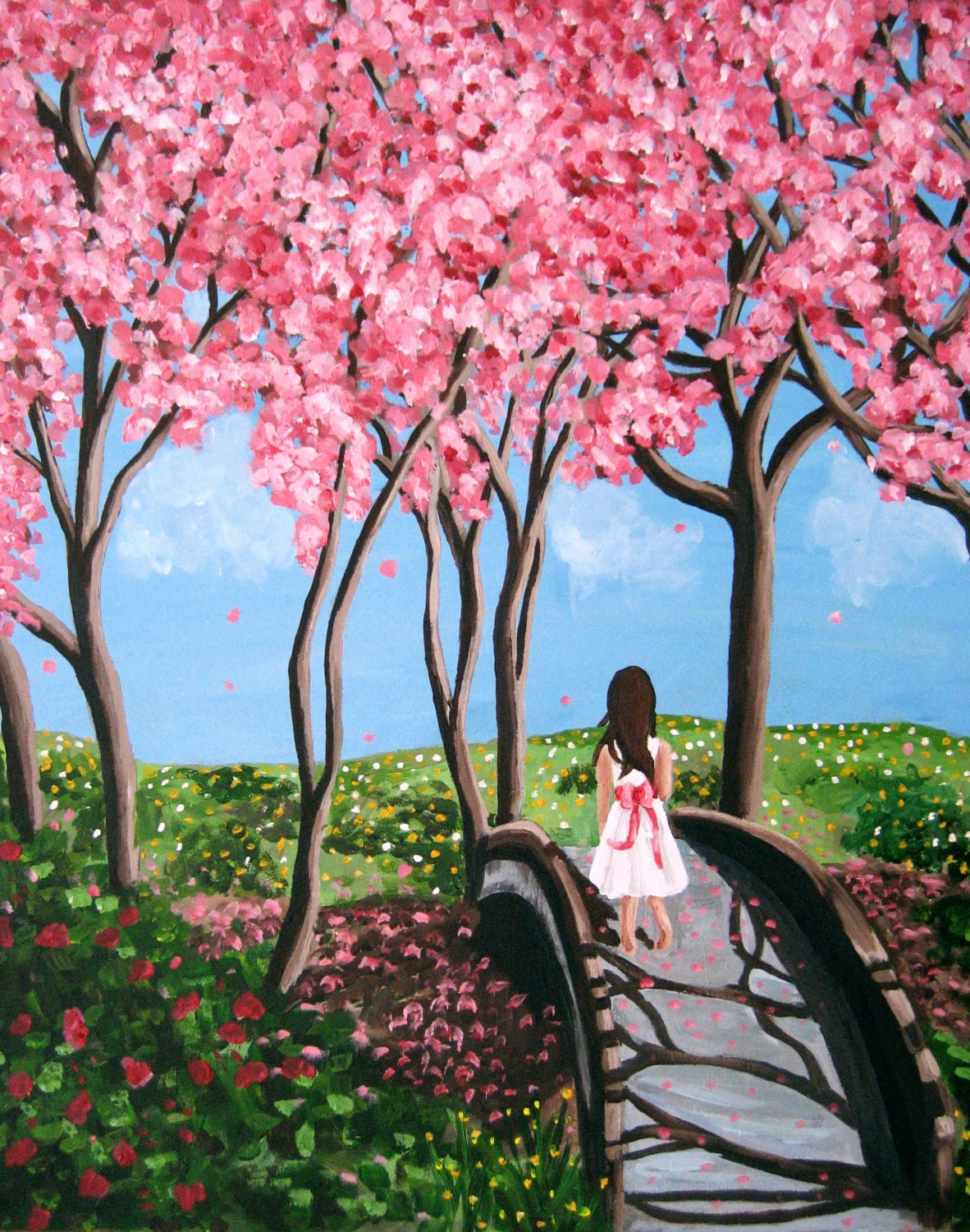 Original Acrylic painting - Over the Bridge