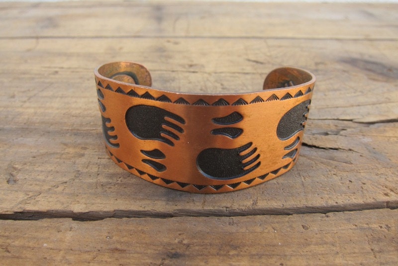 Vintage Solid Copper Thick Bear Claw Navajo Cuff