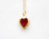 RUBY // Vintage Swarovski Heart Charm Necklace - a vintage swarovski heart charm on a 14K gold filled chain
