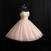 Vintage 1950's 50s Cupcake Strapless PINK Ruched Chiffon Organza Lace Party Prom Wedding Dress Gown