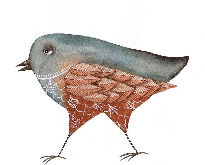 Bird No.38 - Watercolor Bird Art Print Limited Edition - Original Painting by Lorisworld
