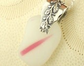 Eco Friendly GENUINE Santa Cruz Sea Glass Necklace Pink Stripe