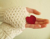 Fingerless glove in cream - knit hand warmers - mittens - arm cuffs - wool and acrylic - Bridesmaid winter gloves - women gloves