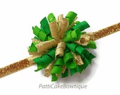 Pot of Gold St Patrick's Day Korker Hair Bow - Mini Korker Bow - Baby Girls Korker Hair Clip - Infant Korker Headband - Itty Bitty Korker