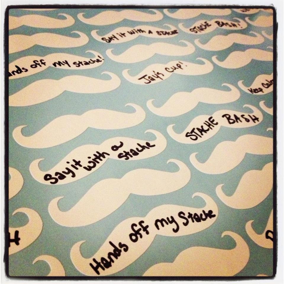 24 White Vinyl Mustache labels - 3 Inches wide -  Vinyl Moustache Decal labels - Say it with a stache