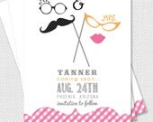 Printable Party Invitation - Mustache and Lips Invitation or Save the Date or Baby Shower - Petite Party Studio Il_170x135
