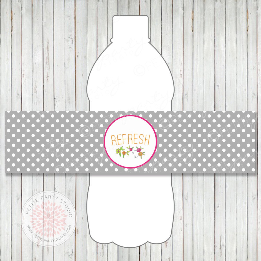 INSTANT DOWNLOAD Printable Drink Labels - Vintage Modern Flower Wedding or Bridal Shower Drink Labels - by Petite Party Studio