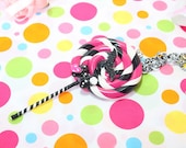 Black x White Magenta Large Lollipop Necklace