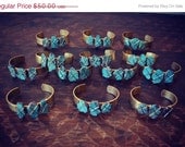VACATION SALE Lux Three Stone Stacking Brass Bracelet Boho Arizona Turquoise Gemstone Cuff