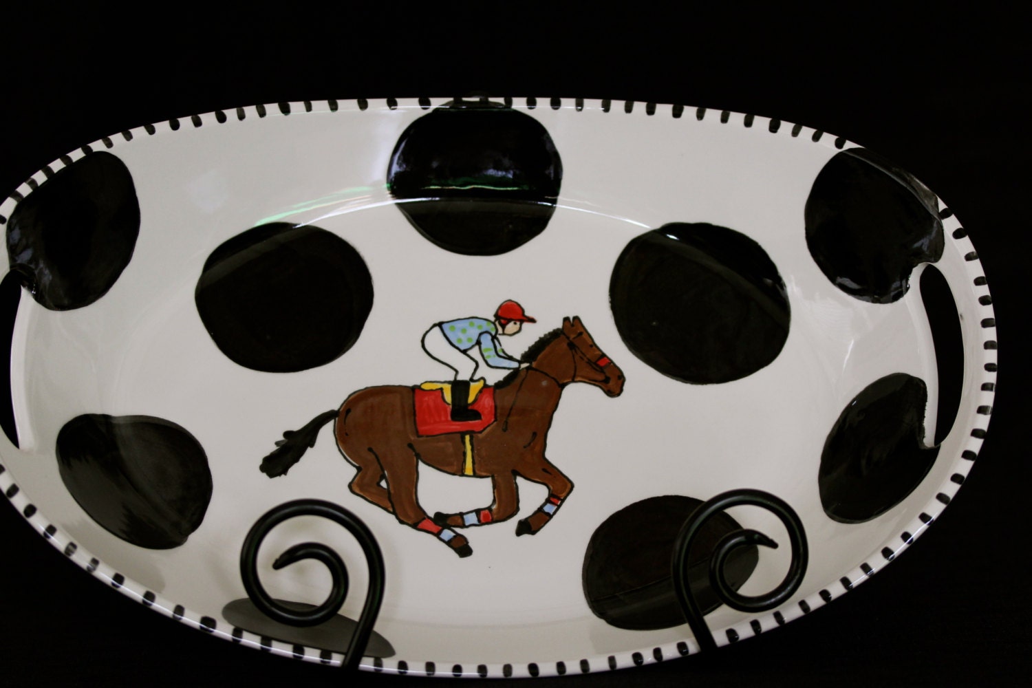 15" oval Derby platter with handles- READY TO SHIP