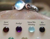 Triple Moon with Rose Gold Cresent Moons - Choose your 8mm Stone - Set in Sterling Silver - 10 stone choices