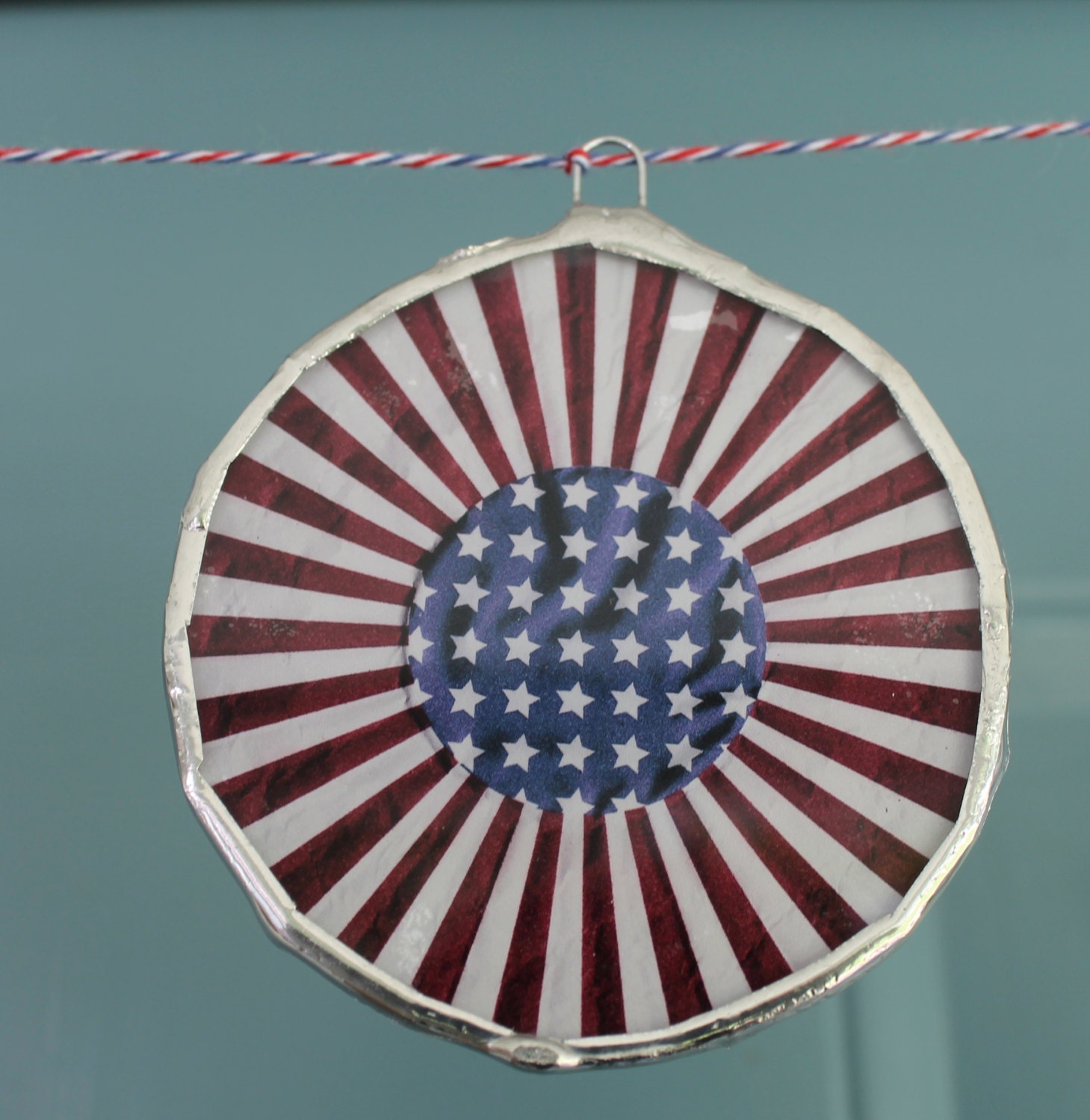 Bunting Boules- red white and blue lacquered glass discs- 3inches