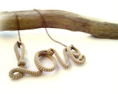 Rustic Love Pendant Necklace, Wrapped Crochet Tube