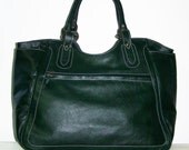 Julia xl. Distressed Deep Green Leather Tote Leather Bag Leather Handbag, 17" laptop version
