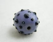 Handmade colored clay focal bead jewelry supplies purple porcelain clay bead with raised polka dots, beading supplies for jewelry designers