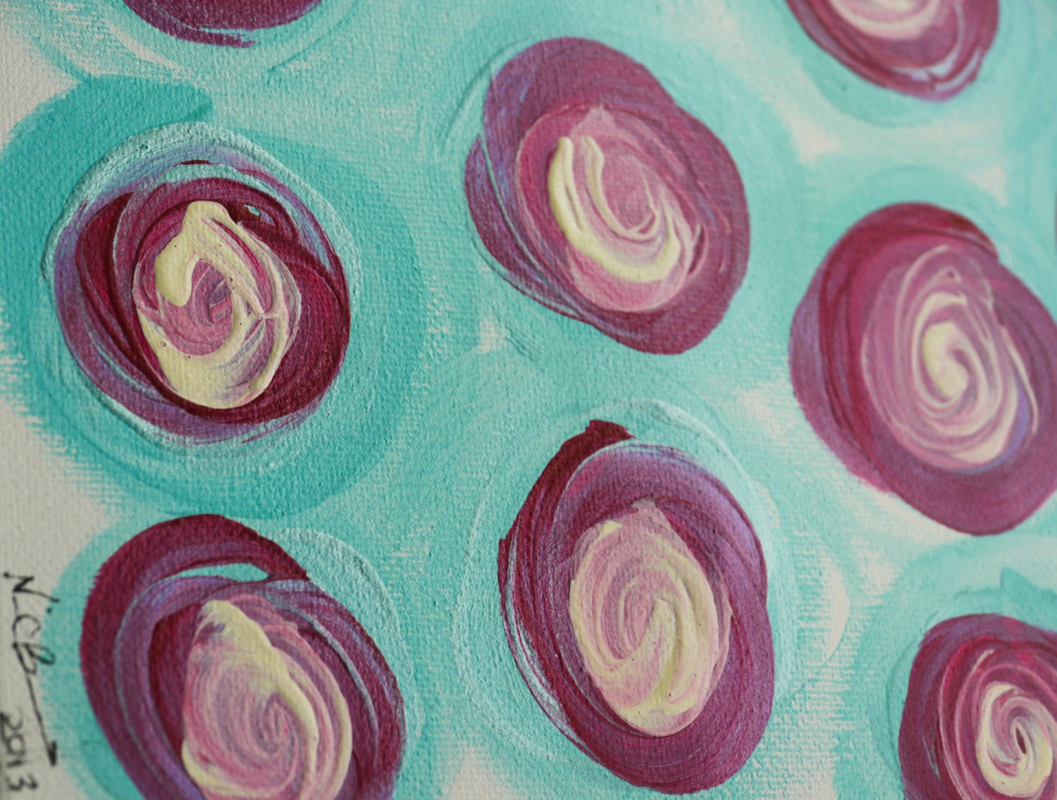 Abstract Acrylic & Enamel Flowers Art Painting Rose Collection Original - FREE SHIPPING For Facebook Fans