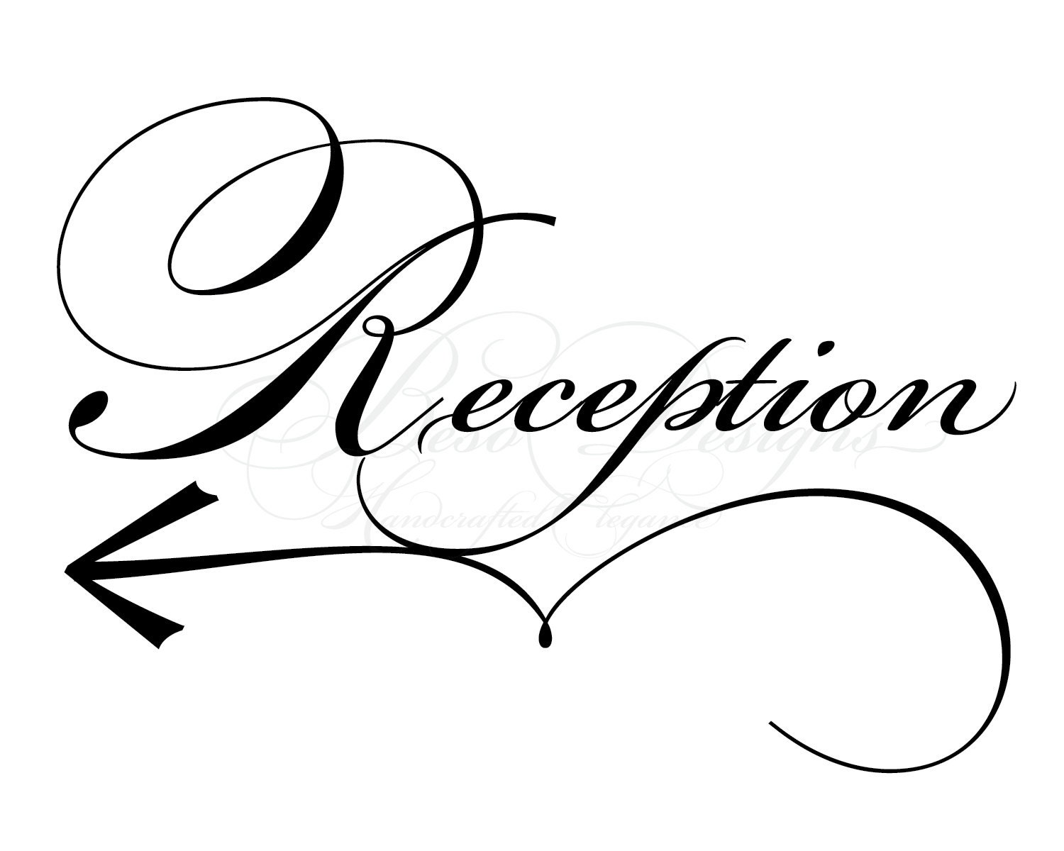 Instant Download Digital 8 x 10 Wedding Reception Sign Arrow LEFT Black Font