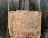 Coffee Burlap Tote Bag- Germany with Paisley Lining