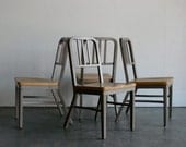 Vintage Mid Century Modern Emeco Style Navy Chair (Set of 4)