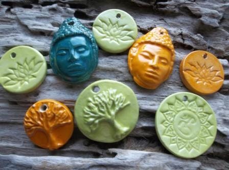Studio Sale  Stoneware clay  pendants