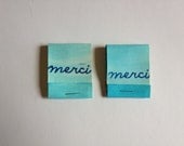 Merci Blue Ombre Watercolor Matchbooks - Set of 2 - Party or Wedding Favors