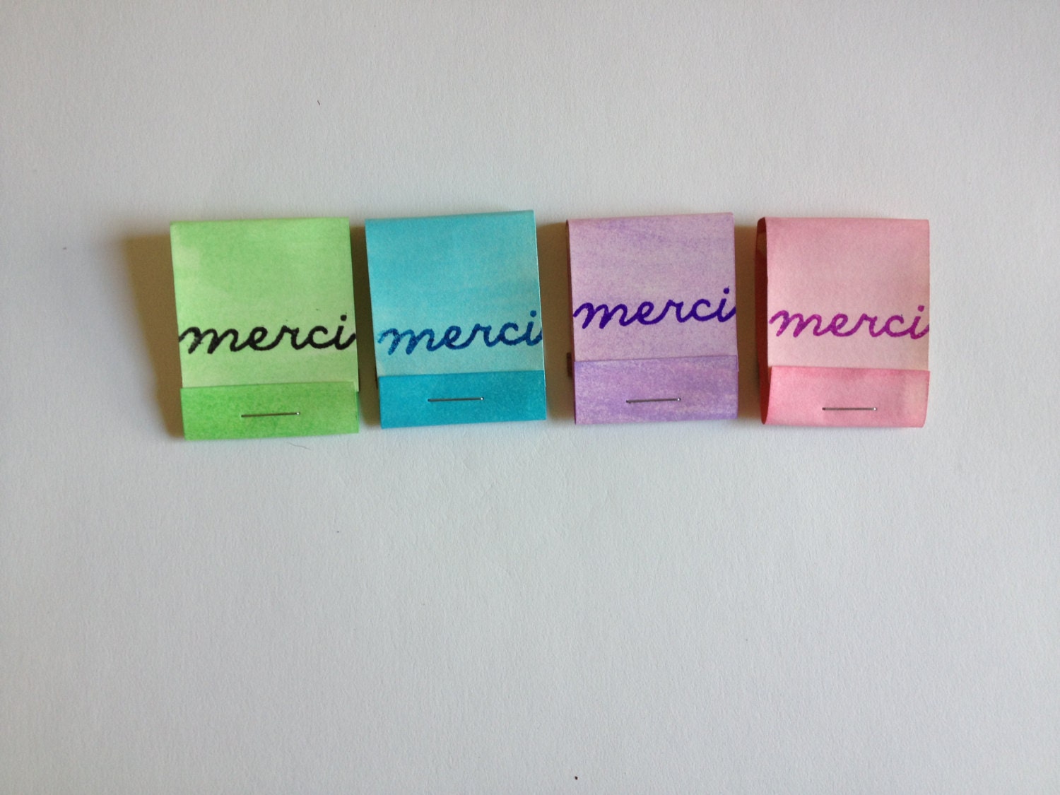 Merci Ombre Watercolor Matchbooks - Set of 10 - Party or Wedding Favors - Choose your color