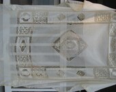 RESERVED FOR SHERRY Netted Lace Coverlet / Antique Linens / Vintage Netted Lace