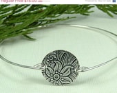 On Sale 10 % off Flower Bracelet, Silver Bracelet, Flower Jewelry , Silver Bracelet, Silver Jewelry, Stacking Bangles