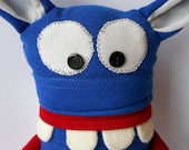 cute monster plush soft sculpture art doll repurposed recycled called Norbet.
