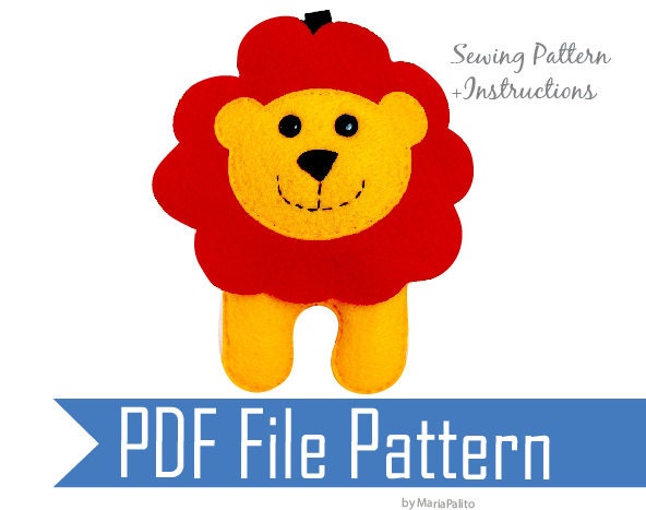 Baby Lion PDF Sewing Pattern for Felt LION Ornament A505 Il_170x135