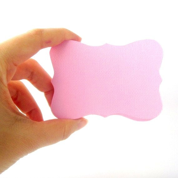 ON SALE 24 Bracket cards in Pink Cardstock (3.5 x 2.5 inches) die cuts A94 Il_170x135