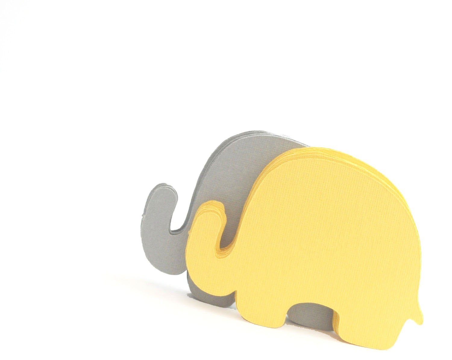 24 Elephant die cut in baby yellow and Grey (3.5 x 2.5 inches) Textured Cardstock die cut A195 Il_570xn