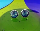 Doctor Who Van Gogh earrings Starry Night TARDIS earrings silver post earrings