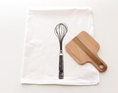 Kitchen Towel - Deluxe White XL Flour Sack Towel - Whisk - Hand Screen Printed