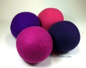Wool Dryer Balls - Pink and Grape - Set of 4 - Eco Friendly - Can Be Scented or Unscented