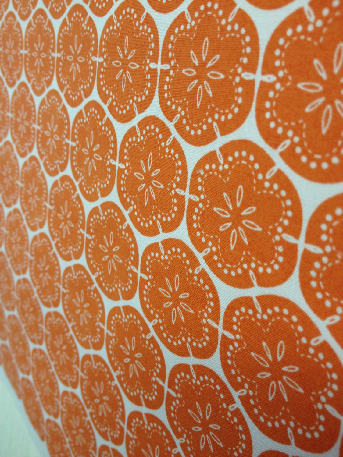 Flower Maze - hand screen printed fabric in Tangerine dream