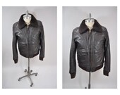 vintage leather bomber flight JACKET g1 military style LL BEAN g-1 small 36