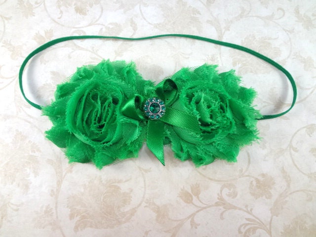 Emerald Green Flower Headband. Saint Patrick's Day Headband. Baby Hair Accessories. Girls Hair Accessories. Green Flower Headband