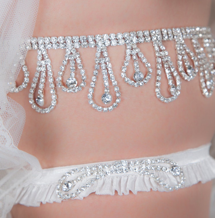 Bridal Garter Set  - Wedding Garter with Crystals