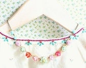 Girls Romantic Flower Necklace, Pastel Necklace, Shabby Chic Necklace, Children Jewelry