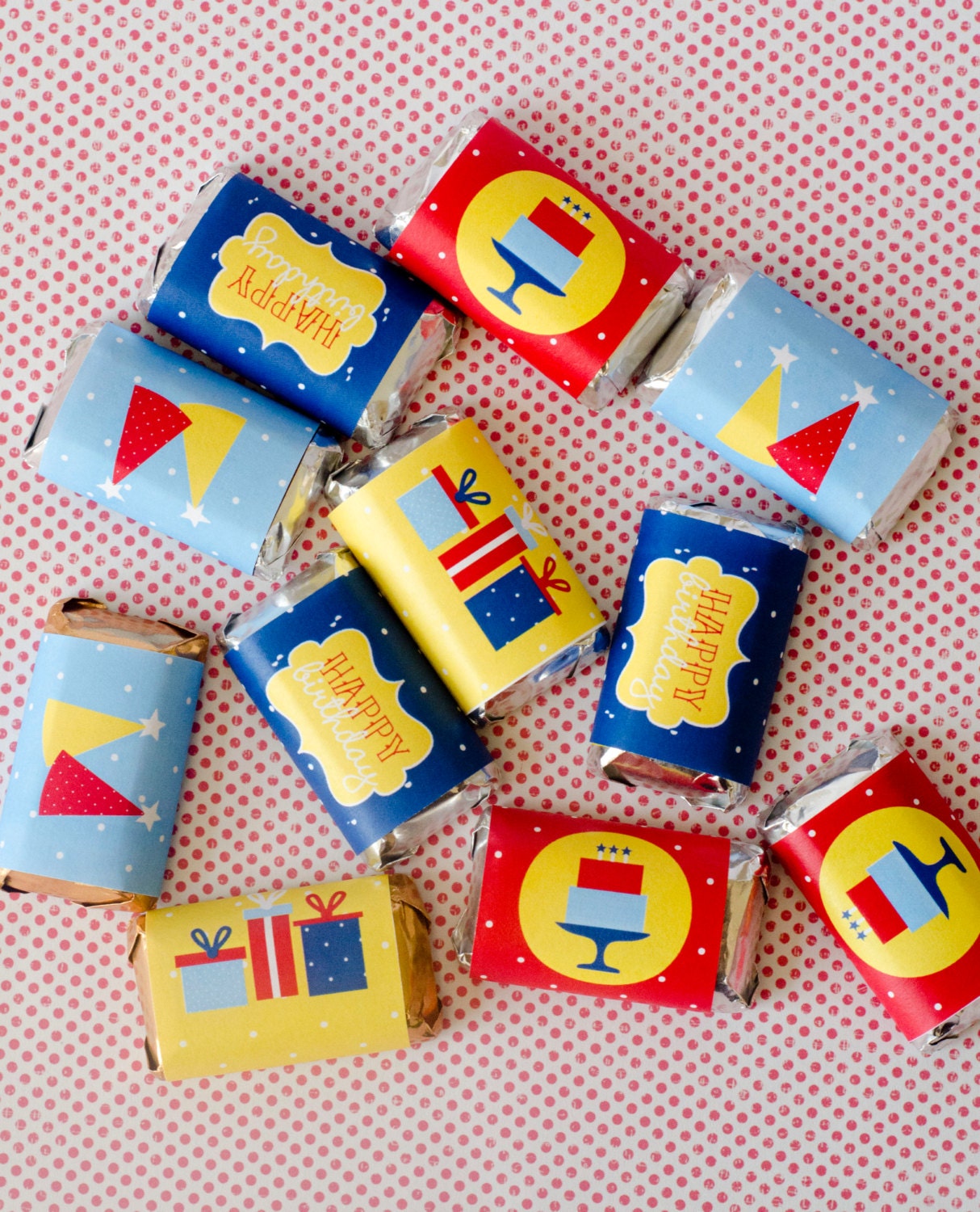 Birthday Party PRINTABLE Polka Dot Mini Candy Bar Wrappers by Love The Day Il_570xn