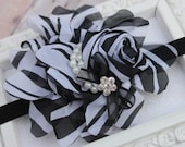 Zebra Flower Headband Rolled Flower Headbands Pearl Rosette Animal Print Girls Hair Accessories -2F