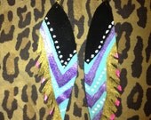 Recycled leather feather earrings