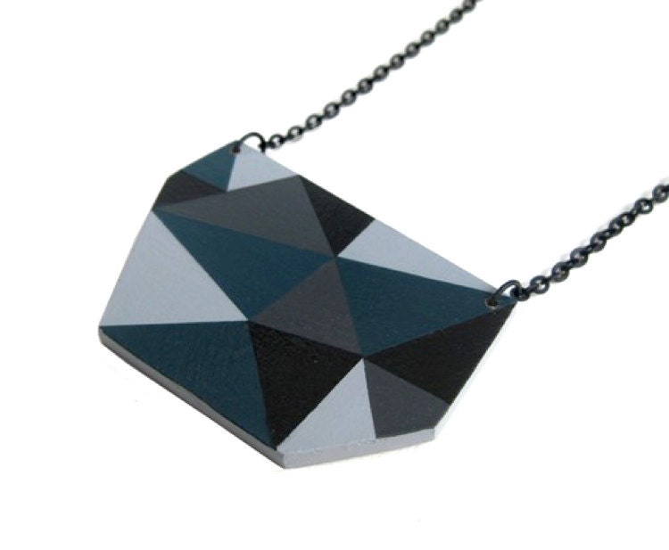 Geometric Triangle Necklace Denim